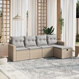 vidaXL 5-dijelni set vrtnih sofa s jastucima bež od poliratana Cijene