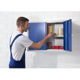eurokraft basic Delavniška viseča omarica, VxŠxG 600 x 800 x 320 mm, vrata iz polne pločevine, 2 polici + 2 predala, svetlo siva RAL 7035 | Shoptok.si