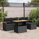 vidaXL 6-dijelni set vrtnih sofa s jastucima crni od poliratana bagrem Cijene
