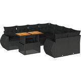 Maison Chic Seti vrtnega pohištva - Vrtna garnitura - Vrtni pohištvo set 9-delna z blazinami črn poli ratan, (21798103) | Shoptok.si