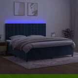  Box spring s madracem LED tamnoplavi 200x200 cm baršun | shoptok.hr