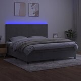  box spring s madracem LED svjetlosivi 200x200 cm baršun | shoptok.hr