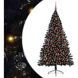 vidaXL Umjetna preddekorirana božićna jelka Črna 180 cm PVC | Shoptok.si