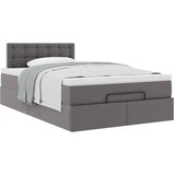 vidaXL Otomanski posteljni okvir z vzmetnico siv 120x200 cm um. usnje | Shoptok.si