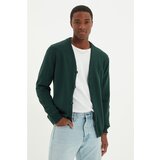 Trendyol Dark Green Men's Regular Fit Christmas Back Letter Detail Cardigan