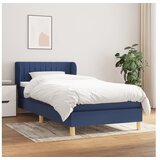 vidaXL Box spring postelja z vzmetnico modra 90x190 cm blago | Shoptok.si