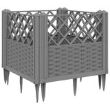 Maison Chic Cvetlično korito - Cvetlični Lonec z zatiči svetlo sivo 43,5x43,5x43,5 cm PP, (21789900) | Shoptok.si