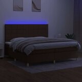  Krevet box spring s madracem LED tamnosmeđi 200x200 cm tkanina | shoptok.hr