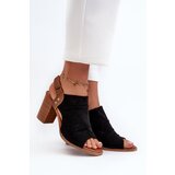 PE1 Women's Black Cut-out Heeled Sandals Rosca | Shoptok.si