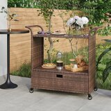 vidaXL Barski voziček s predalom rjav 100x45x97 cm poli ratan Cene