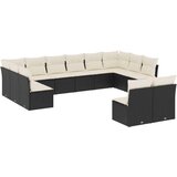 vidaXL 12-dijelni set vrtnih sofa od poliratana s jastucima crni | shoptok.hr