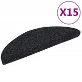  Prostirke za stepenice, samoljepljive, 15 kom, 56x17x3 cm, crne, poluokrugle | shoptok.hr