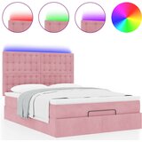  Otomanski krevet s madracima&LED ružičasti 140x190cm baršunasti | shoptok.hr