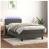  Box spring postelja z vzmetnico LED temno siva 90x190 cm žamet | Shoptok.si