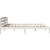 vidaXL Posteljni okvir brez vzmetnice bel 200x200 cm trdna borovina | Shoptok.si