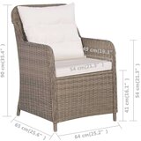  Zunanji stoli z blazinami 2 kosa poli ratan rjave barve, (20660722) | Shoptok.si