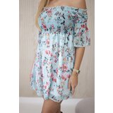 Kesi Shoulder dress with mint floral pattern | shoptok.hr