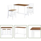 The Living Store Barska miza in stoli 3-delni komplet trden les rjava in bela - Barska Miza In Stol, (21740755) | Shoptok.si
