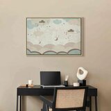  Slika - Cloudy Night Sky - Moons in Brown and Beige Hues Among Clouds and Numerous Little Stars on a Light Background 120x80 U p | shoptok.hr