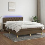 The Living Store Box spring postelja z vzmetnico LED temno rjava 140x190cm blago - Box Spring Postelja, (21516724) | Shoptok.si