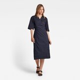 G-star Dress - V-neck midi wrap dress blue Cene