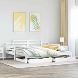 vidaXL Izvlečna dnevna postelja s predali bela 90x200cm trdna borovina Cene