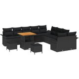 vidaXL 13-dijelni set vrtnih sofa s jastučićima Crni Poli ratan Akacija, 2-sjedala vrtna sofa s jastučićima Crni Poli ratan, 3-dijelni set vrtne blagovaonice s jastučićima Crni Poli ratan Akacija Cijene
