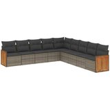 Maison Chic Seti vrtnega pohištva - Vrtna garnitura - Vrtni pohištvo set 9-delna z blazinami siv poli ratan, (21804052) | Shoptok.si