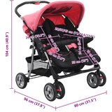  Dječja kolica za blizance ružičasto-crna čelična | shoptok.hr