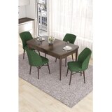 Hanah home trpezarijski set Eva, sto na razvlačenje i 4 stolice, ploča u dekoru drveta Baroque, kaki zelena tkanina Babyface | Eponuda.com