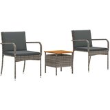 Bistro set za vrt s jastukom 3 pcs Sivi poliratan | Eponuda.com