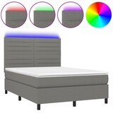  Krevet box spring s madracem LED tamnosivi 140x200 cm tkanina | shoptok.hr
