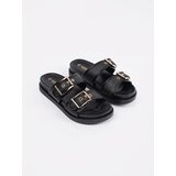 GOODIN Black flat flip-flops with buckles | Shoptok.si