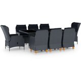 Poli 9-dijelni vrtni blagovaonski set od poliratana tamnosivi | shoptok.hr