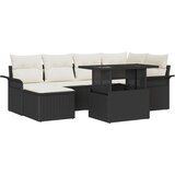 vidaXL Set vrtnog namještaja od 7 dijelova s jastučićima u crnom poli ratan, 2-Seater Vrtna Sofa sa spremištem i jastučićima u crnom poli ratan Cijene