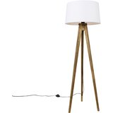 QAZQA Podeželski trinožni starinski les s platnenim odtenkom bela 45 cm - Tripod Classic | Shoptok.si