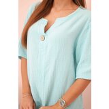 Kesi Włoski Women's muslin shirt with a button mint | shoptok.hr