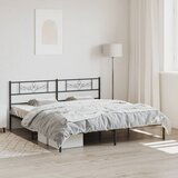  The Living Store Kovinski posteljni okvir z vzglavjem črn 183x213 cm - Posteljni Okvir, (21528115) | Shoptok.si