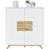 XORA visoka komoda, bela, barve hrasta | Shoptok.si