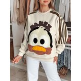 DStreet Bluza damska oversize z naszywkami CUTE MAKEX beżowa | shoptok.hr