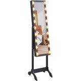 Samostojeće ogledalo s LED svjetlima crno 34 x 37 x 146 cm | Eponuda.com