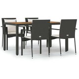  5-dijelni vrtni blagovaonski set s jastucima od poliratana crni | shoptok.hr