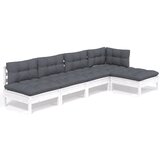 The Living Store Vrtna sedežna garnitura 5-delna z blazinami bela borovina - Vrtna Sedežna Garnitura, (21462038) | Shoptok.si