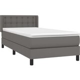  Box spring postelja z vzmetnico siva 90x200 cm umetno usnje, (20902008) | Shoptok.si