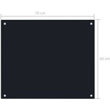 vidaXL Kuhinjska zaščitna obloga črna 70x60 cm kaljeno steklo | Shoptok.si
