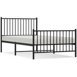 The Living Store Kovinski posteljni okvir z vzglavjem in vznožjem črn 100x190 cm - Posteljni Okvir, (21525318) | Shoptok.si