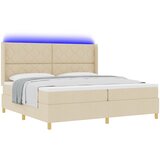 vidaXL Box spring krevet s LED trakama Krema 200 x 200 cm tkanina | shoptok.hr