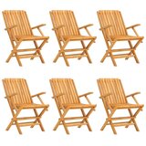 vidaXL Zložljivi vrtni stoli 6 kosa 61x67x90 cm trdna tikovina, (20658754) | Shoptok.si