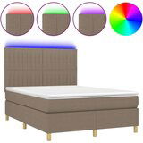  Krevet box spring s madracem LED smeđesivi 140x200 cm tkanina | shoptok.hr