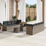 vidaXL 11-delni vrtni kavč set z blazinami siva poly ratan akacija | Shoptok.si